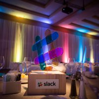 We created a glass hashtag based on the SLACK brand logo